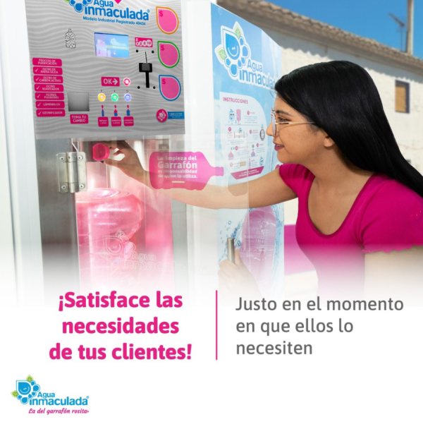 Conoce los beneficios y características de Smart Vending, el modelo de franquicia de Agua Inmaculada.