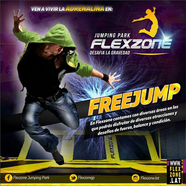 Ven a experimentar la diversión y adrenalina de elevarte por el aire en el FreeJump de la franquicia Flexzone