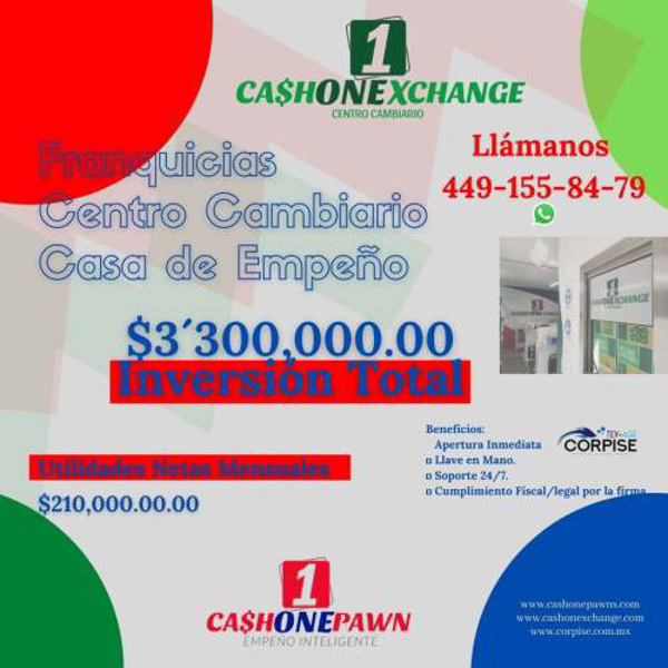 Anímate y forma parte de las franquicias Cash One Pawn.