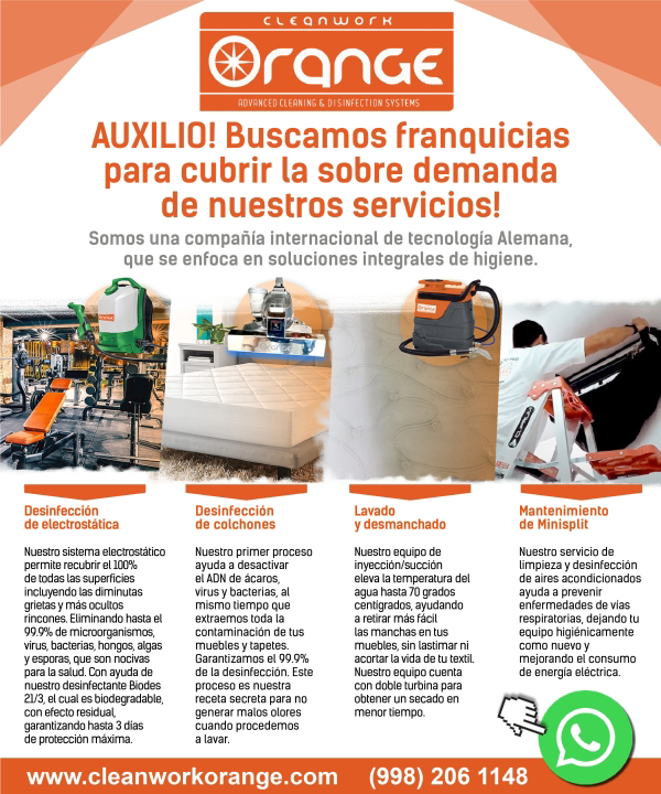 CleanWork Orange: Auxilio! Buscamos franquicias para cubrir la sobre demanda de nuestros sevicios.