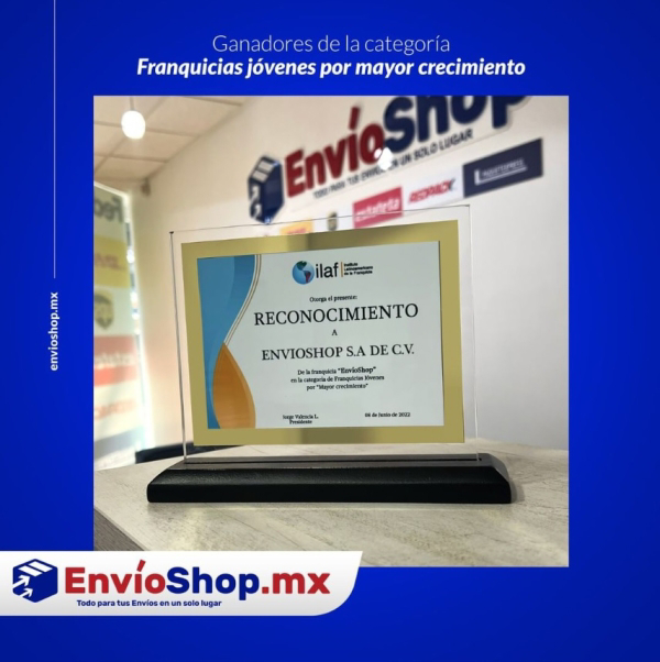 EnvíoShop premiada como la franquicia joven de “Mayor Crecimiento”