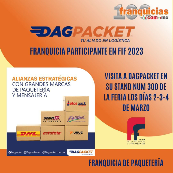 Dagpacket franquicia líder en mensajería paquetería, participará el próximo mes de Marzo en la Feria Internacional de Franquicias.