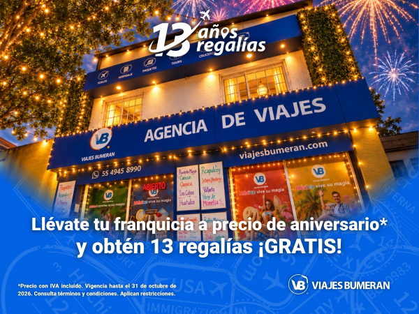 Viajes Bumeran® celebra 13 años con promoción especial: 13 regalías gratis