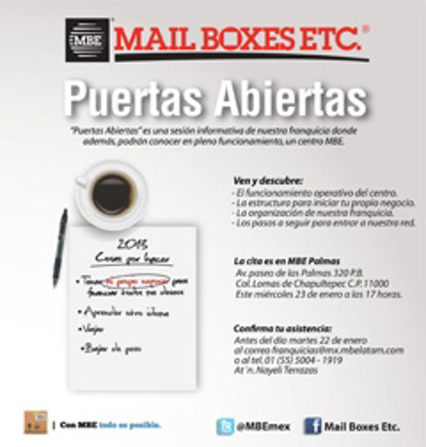 Conozca la franquicia Mail Boxes Etc.”A puertas abiertas”